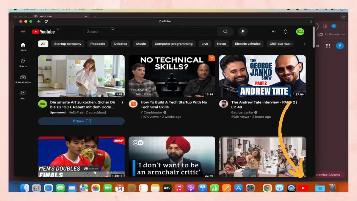 Ứng dụng YouTube mở trong cửa sổ riêng biệt sau khi cài đặt