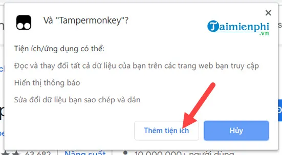 Xác nhận cài đặt tiện ích Tampermonkey cho trình duyệt