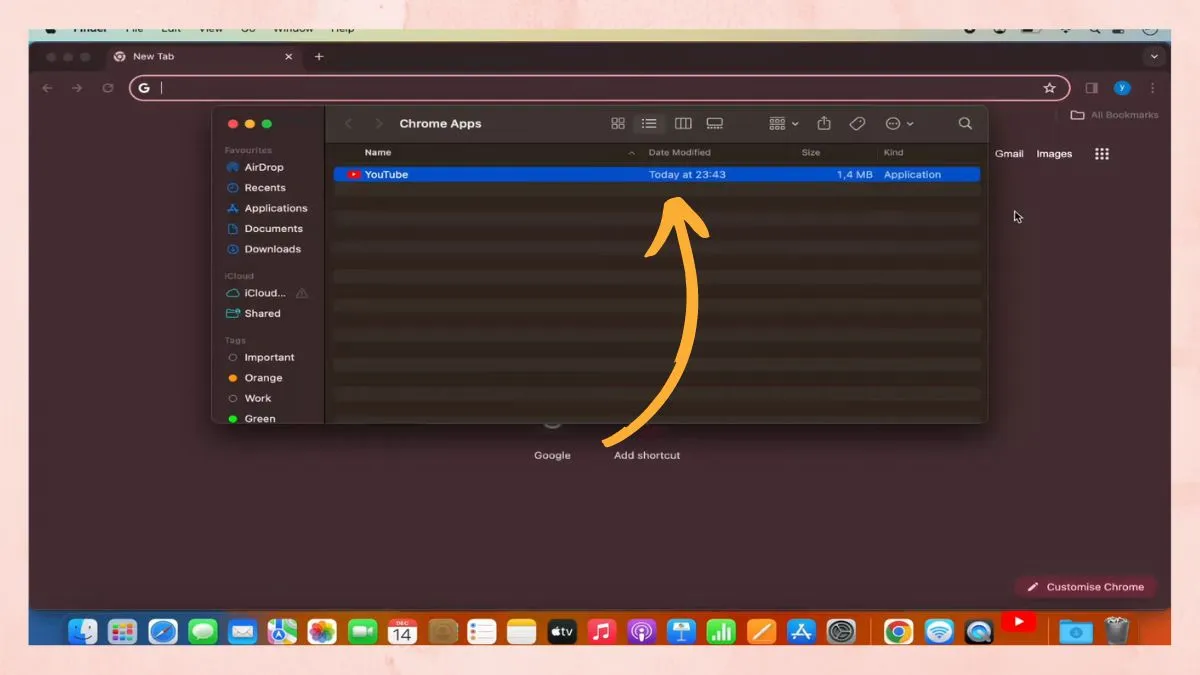 Xác nhận cài đặt ứng dụng YouTube trên hộp thoại của Chrome