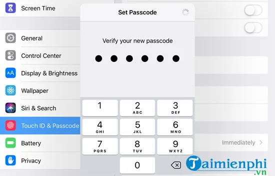 Xác nhận lại Passcode đã nhập cho iPhone 6