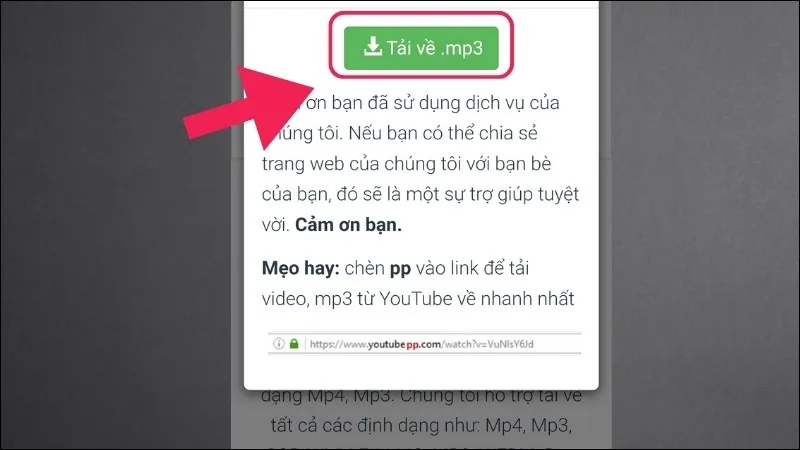 Xác nhận tải file MP3 về điện thoại