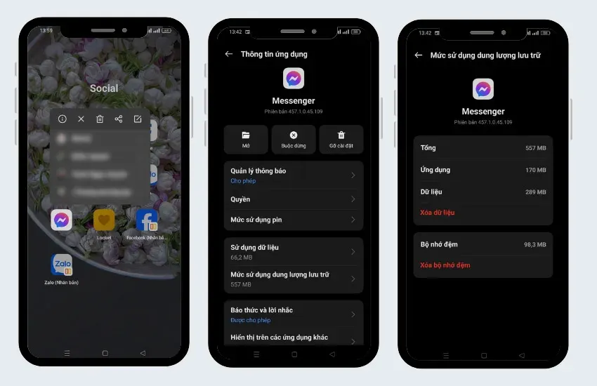 Xóa dữ liệu và bộ nhớ đệm Messenger khi không thể tải video