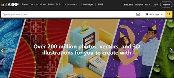 123RF ngoài bán ảnh còn bán cả vector và ảnh thiết kế 3D