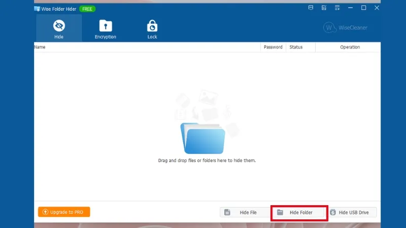 Ẩn và khóa thư mục trong Wise Folder Hider
