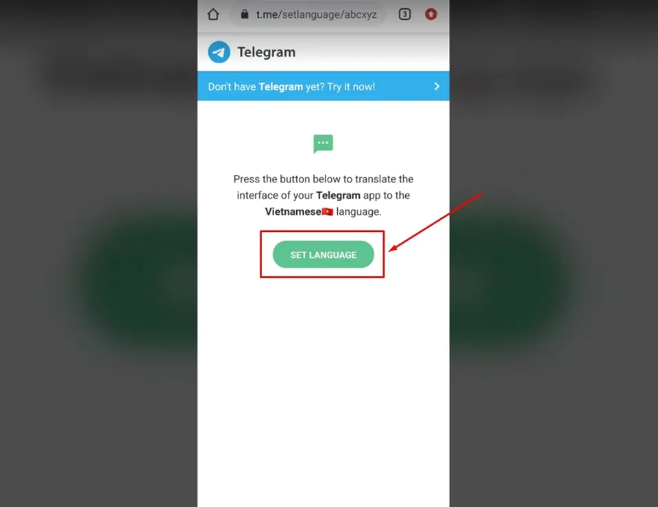 ấn vào mục SET LANGUAGE
