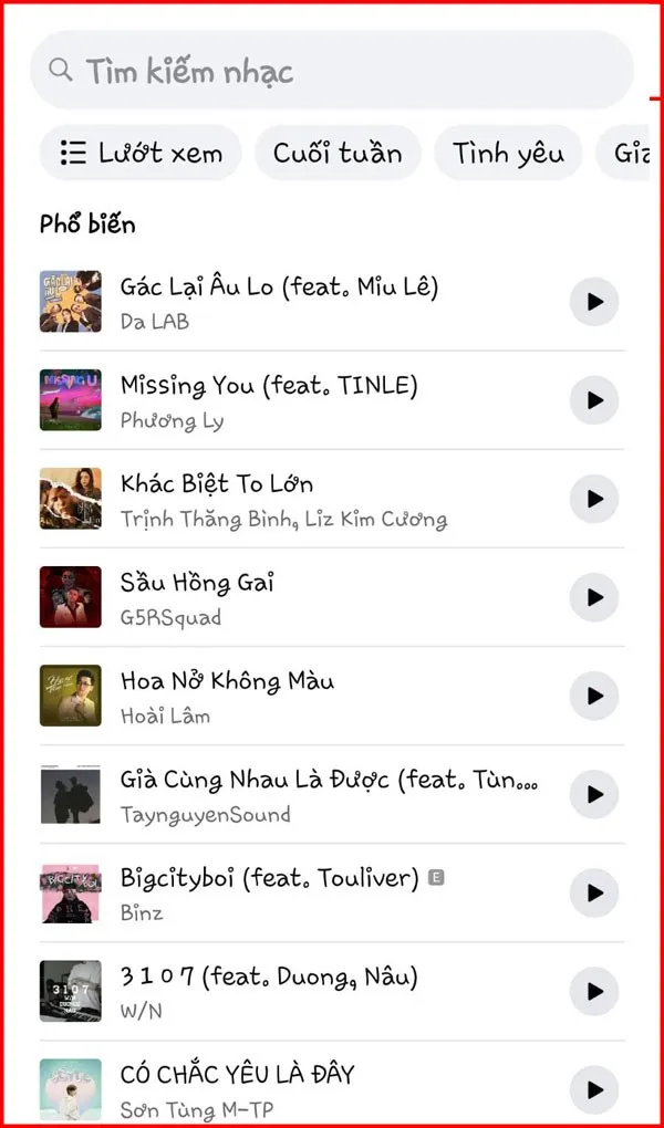 Ảnh chụp màn hình bước 4, tìm kiếm và chọn bài hát yêu thích từ kho nhạc