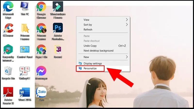 Ảnh chụp màn hình giao diện cài đặt Background trên Windows 10/11