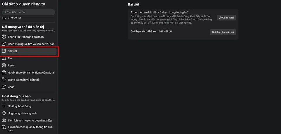 Ảnh chụp màn hình: Hướng dẫn chọn Ai có thể xem bài viết của bạn trong tương lai trên Facebook PC