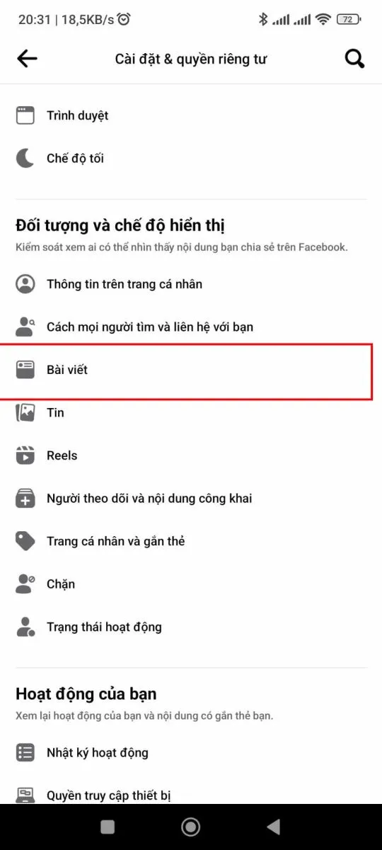 Ảnh chụp màn hình: Hướng dẫn chọn Ai có thể xem bài viết của bạn trong tương lai trên ứng dụng Facebook