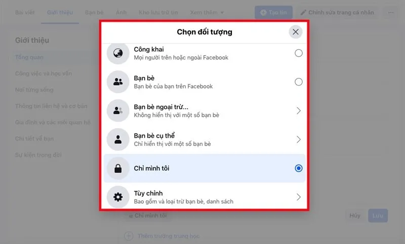 Ảnh minh họa quyền riêng tư trên Facebook