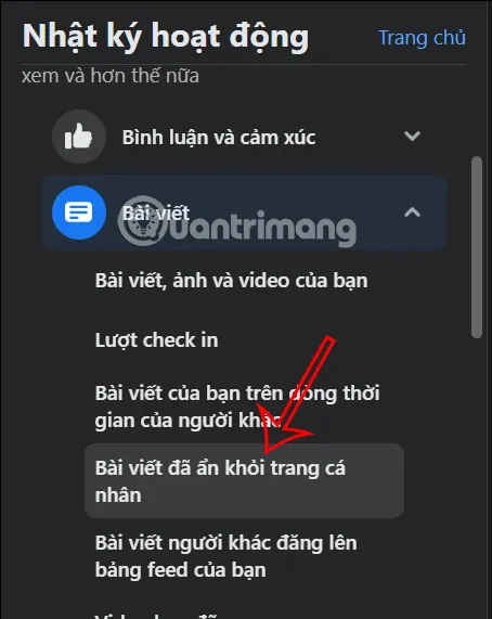 Bài viết Facebook ẩn trên máy tính