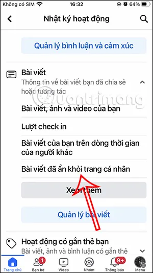 Bài viết Facebook đã ẩn