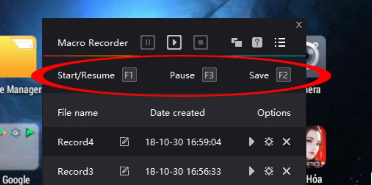 Bấm biểu tượng play để ghi lại