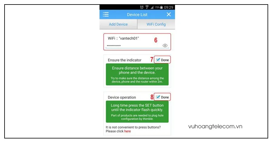 Bấm chọn Done sau khi nhập mật khẩu Wifi