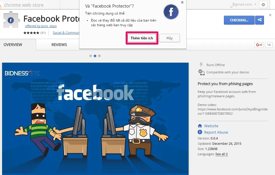 Bấm vào Thêm tiện ích