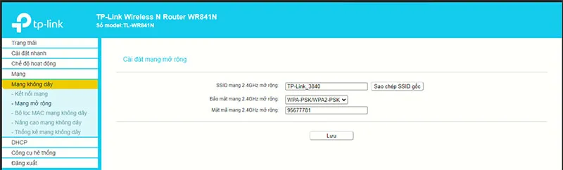 Bạn có thể thiết lập lại tên và mật khẩu của Modem WiFi phụ nếu muốn