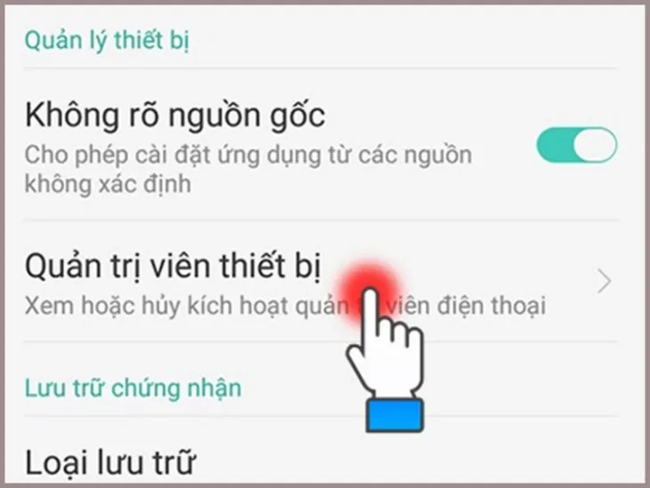 Bạn nhấp vào Quản trị viên thiết bị trong Quản lý thiết bị