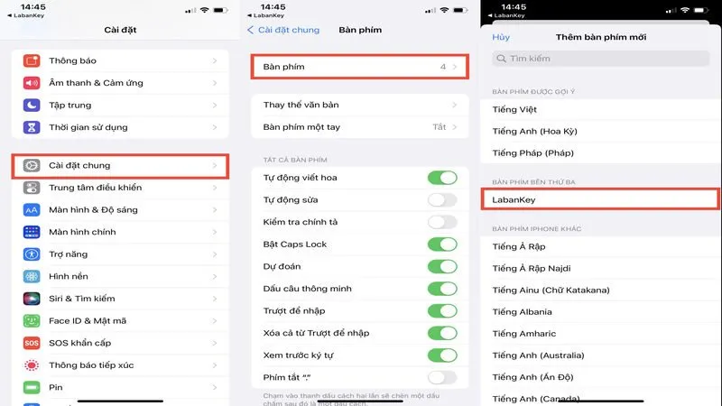 Bàn phím iOS: Thêm LabanKey vào Bàn phím bên thứ ba