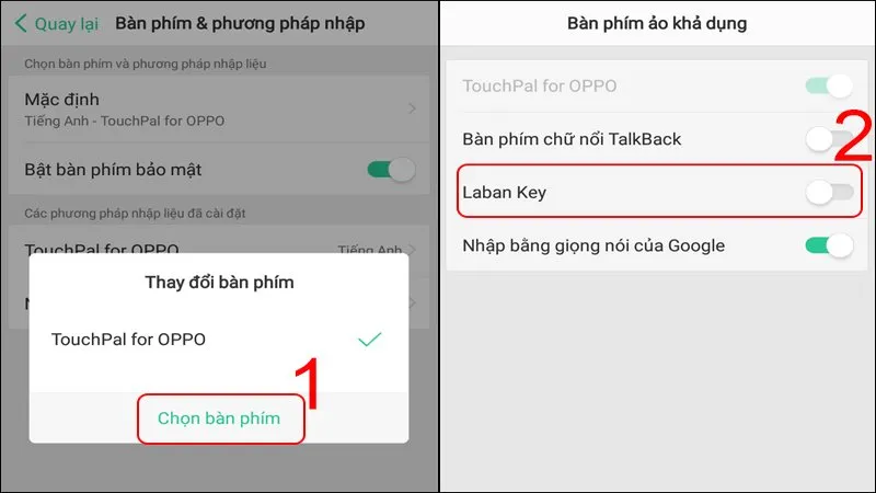 Bàn phím Oppo: Kích hoạt Laban Key