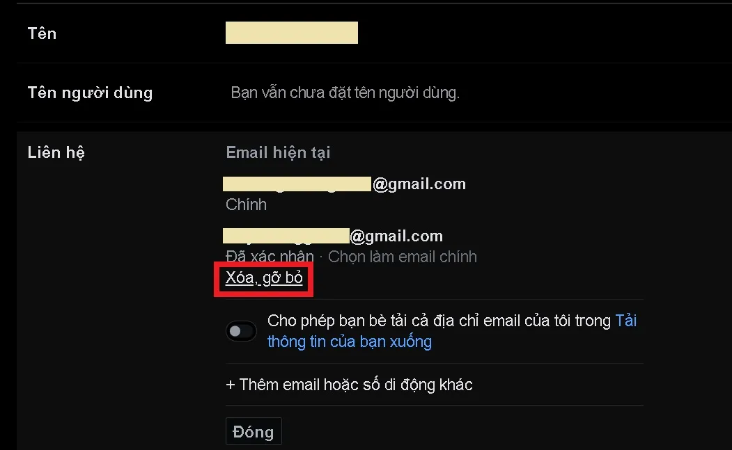 Bạn Xóa, gỡ bỏ email cũ đi.