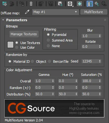 Bảng cài đặt chính của MultiTexture Map trong bảng vật liệu 3ds Max