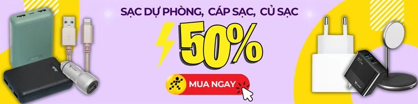Banner quảng cáo phụ kiện sạc dự phòng, cáp sạc