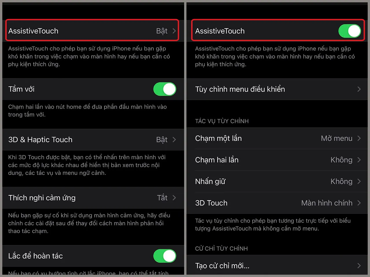 Bật AssistiveTouch để hoàn tất cách cài nút Home ảo trên iPhone 7