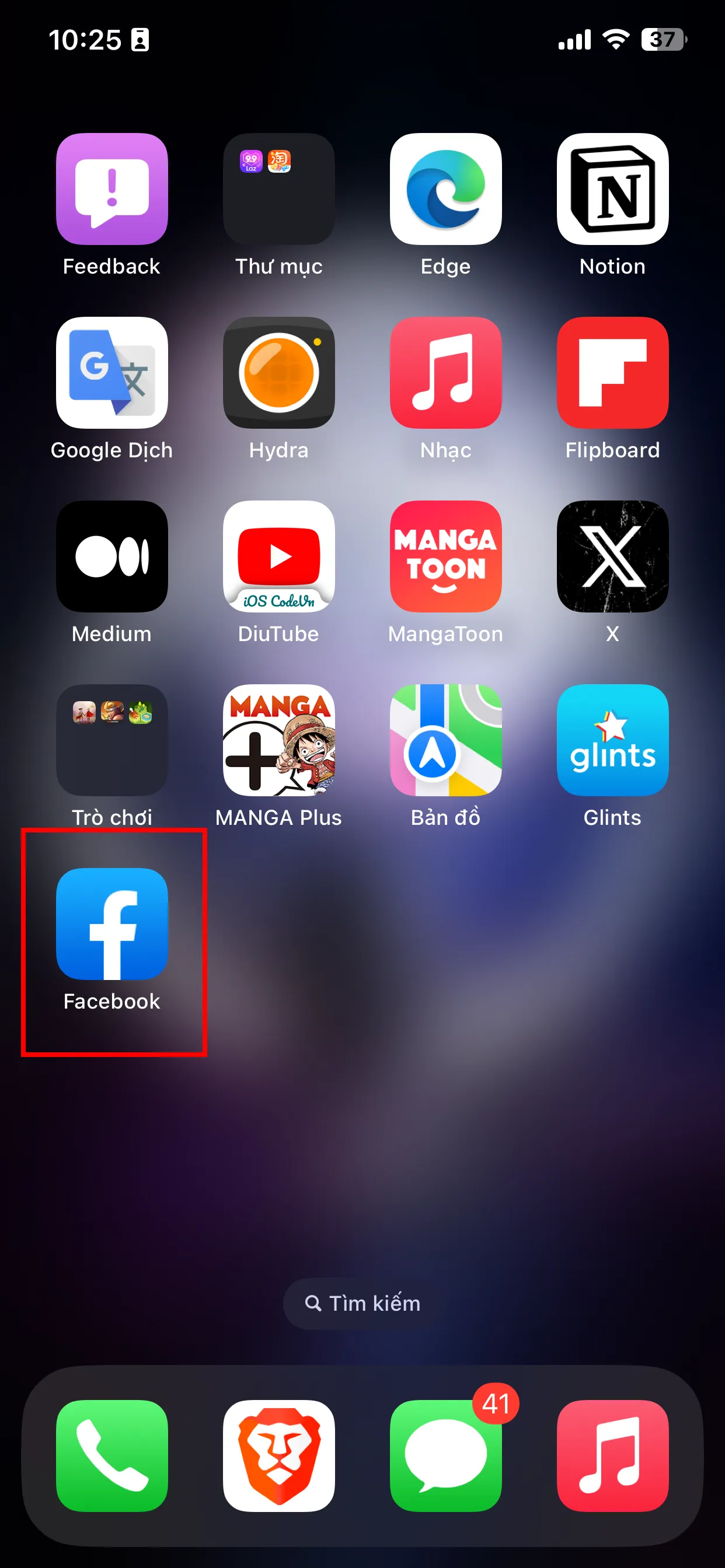 Biểu tượng Facebook Web sau khi hoàn thành cách dùng Facebook Lite trên iOS