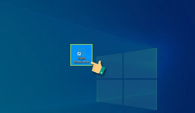 Biểu tượng XSplit Broadcaster trên màn hình desktop, sẵn sàng để khởi chạy và thiết lập buổi phát live stream Facebook