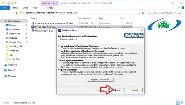 Bỏ chọn các mục tự động khởi động Bartender sau khi cài đặt