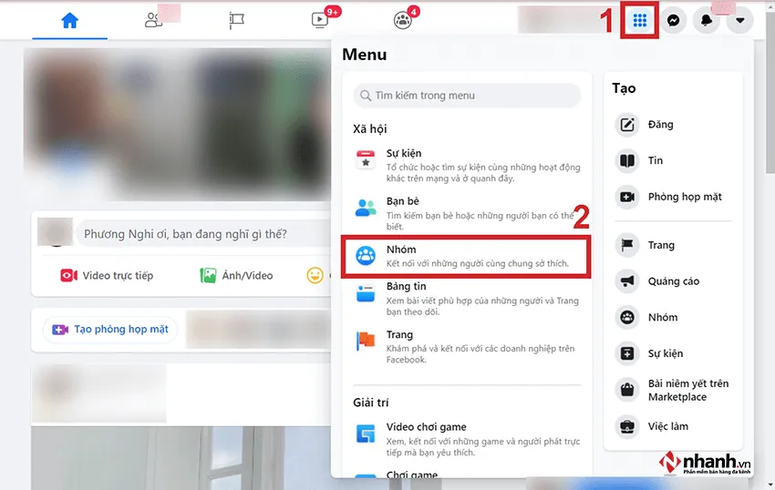 Bước 1: Chọn biểu tượng Group để bắt đầu quy trình liên kết group với fanpage