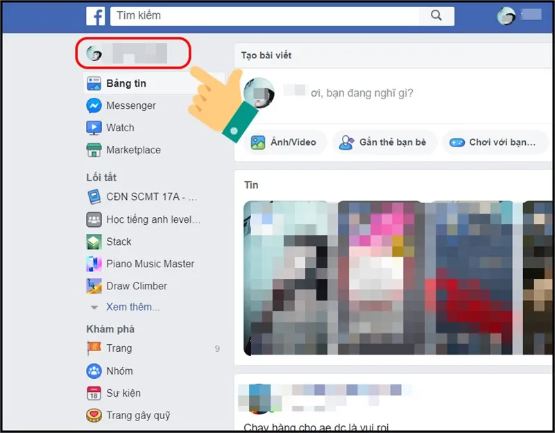 Bước 1: Mở Facebook và nhấn vào biểu tượng avatar để mở trang cá nhân của bạn trên máy tính