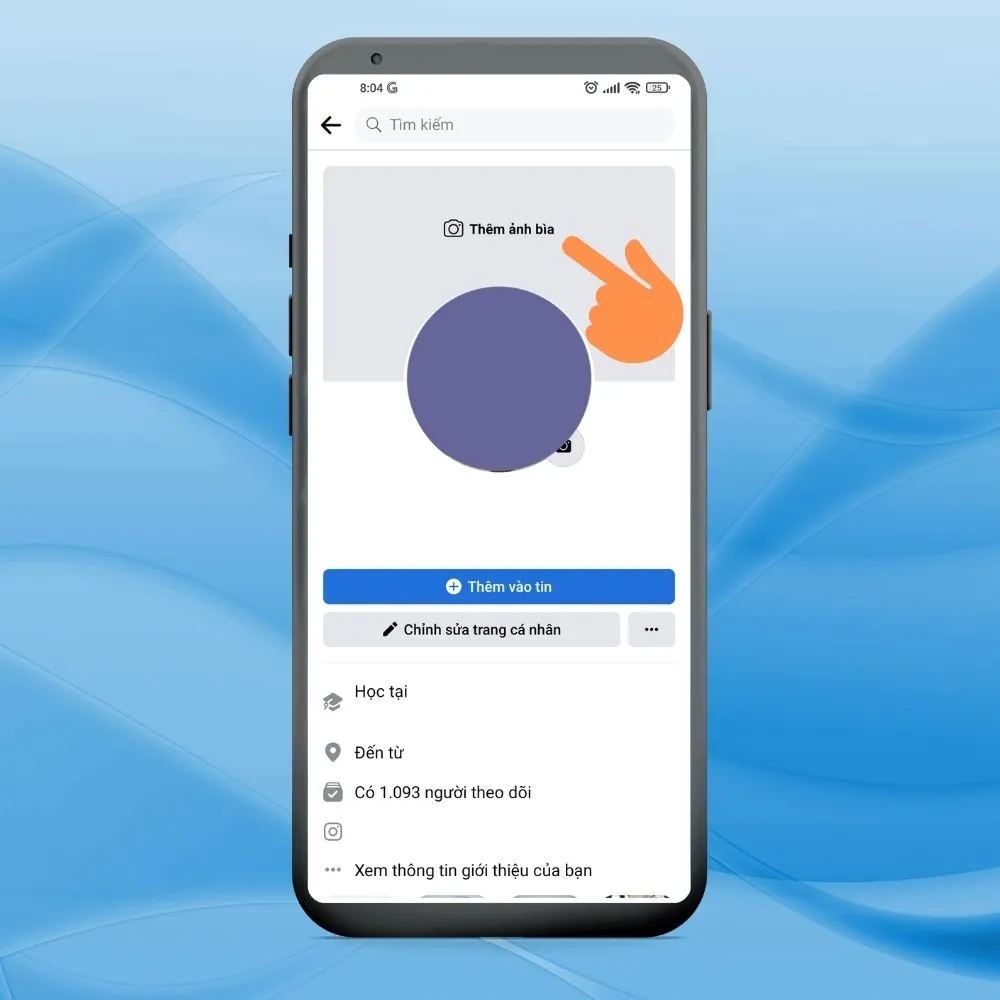 Bước 1 trên điện thoại của cách để ảnh bìa chỉ mình tôi trên facebook: chọn ảnh bìa