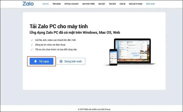 Bước 1 trong hướng dẫn cách cài zalo vào máy tính MacBook