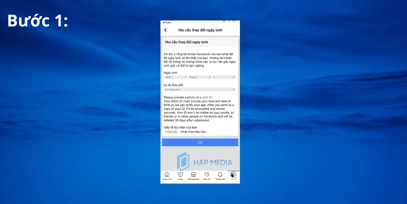 Bước 1: Truy cập Link 159 để thực hiện cách đổi ngày sinh Facebook quá giới hạn