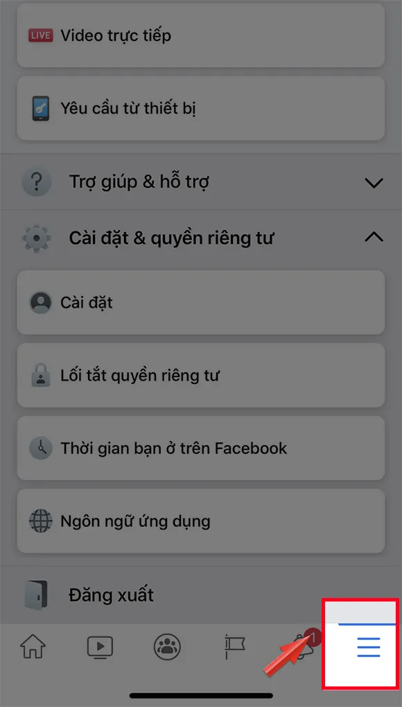 Bước 1: Truy cập Menu (3 gạch ngang) trên điện thoại iOS