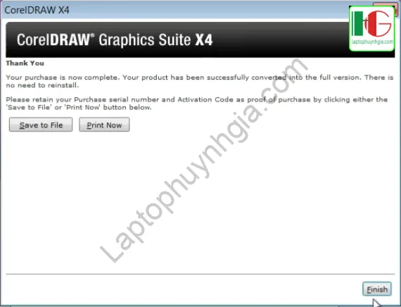 Bước 11: Hoàn tất cài đặt Corel X4 và thông báo thành công