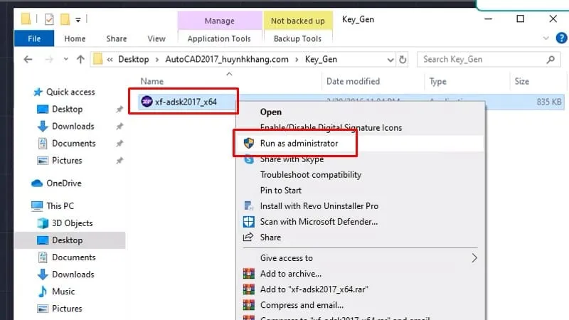 Bước 15: Chạy công cụ Keygen với quyền Run as admin