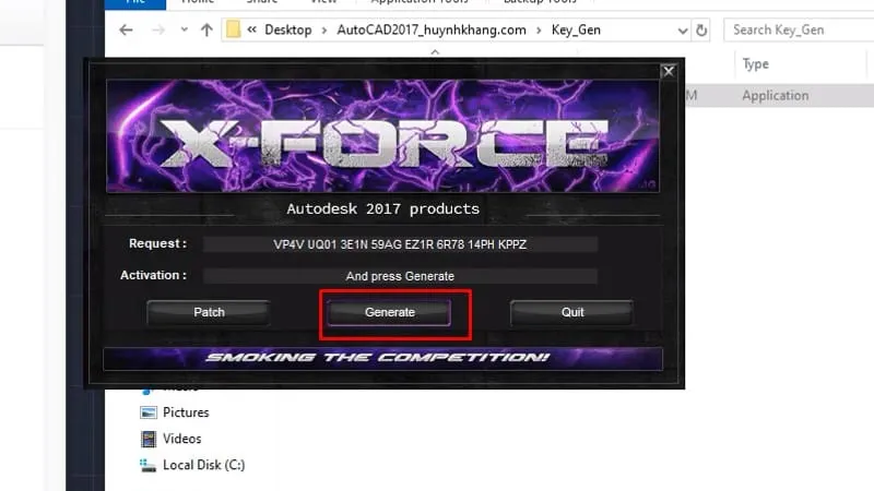 Bước 18: Bấm Generate để tạo mã Activation key cho Autocad 2017