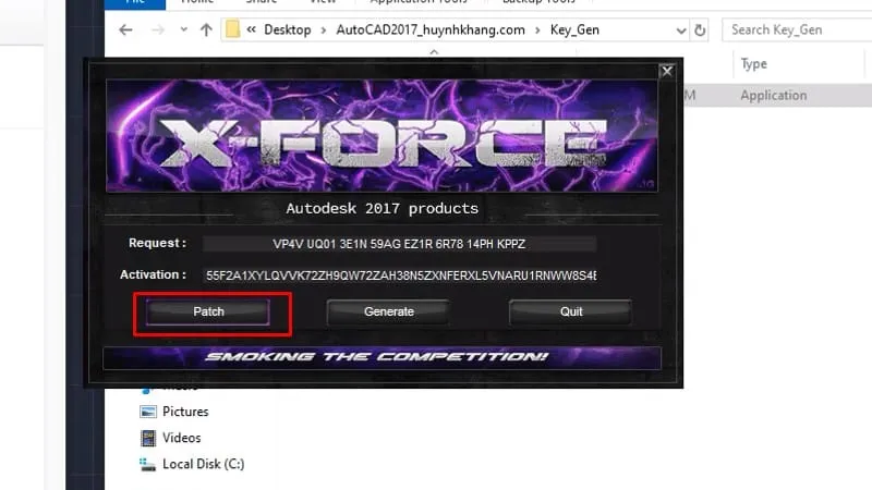 Bước 19: Bấm Patch để vá lỗi và đảm bảo quá trình kích hoạt thành công