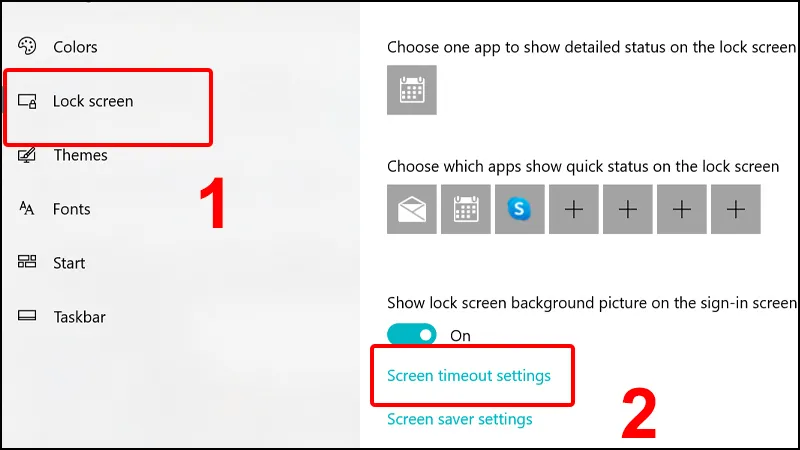 Bước 2: Chọn Screen timeout settings để điều chỉnh cài đặt tắt màn hình