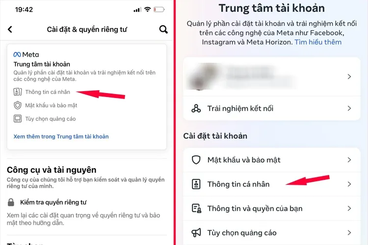 Bước 2: Chọn Thông tin cá nhân