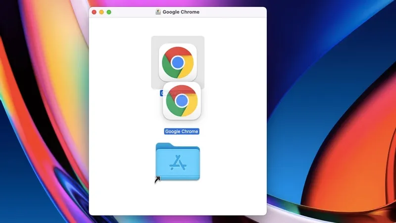 Bước 2: Kéo biểu tượng Chrome vào thư mục Applications để cài đặt tiện ích tải Facebook cho MacBook