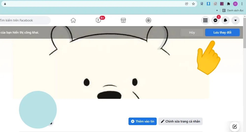 Bước 2 trên máy tính: Lưu thay đổi ảnh bìa