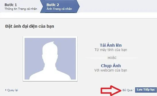 Bước 2 trong quy trình đăng ký tài khoản Facebook: Tải ảnh đại diện