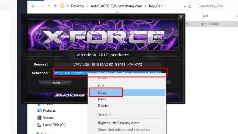 Bước 21: Sao chép toàn bộ mã Activation key vừa được tạo