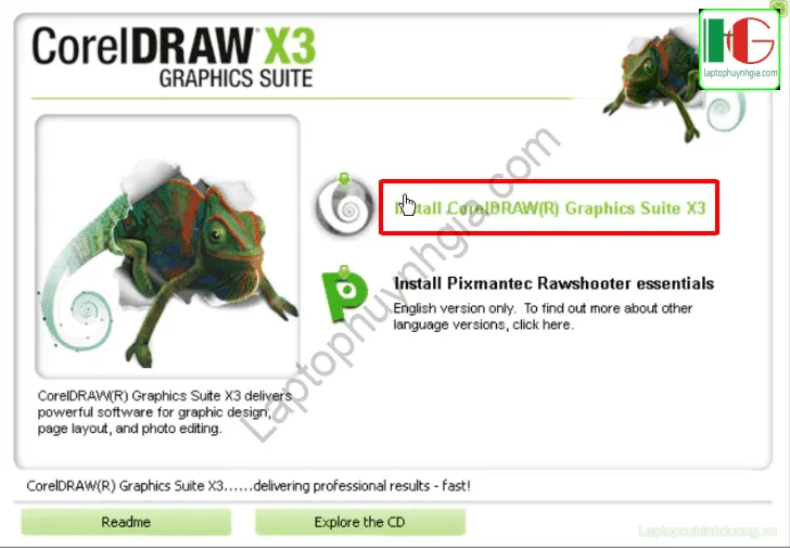 Bước 3: Bắt đầu quá trình Install CorelDRAW trong hướng dẫn cài đặt Corel X3