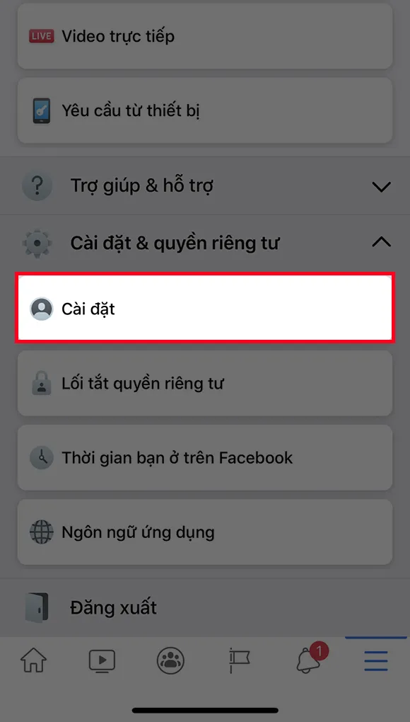 Bước 3: Chọn Cài đặt chính