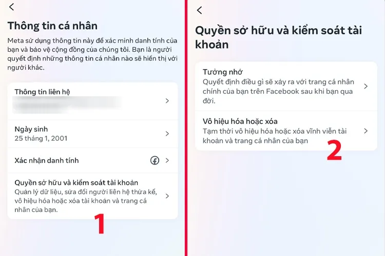 Bước 3: Chọn Quyền sở hữu và kiểm soát tài khoản
