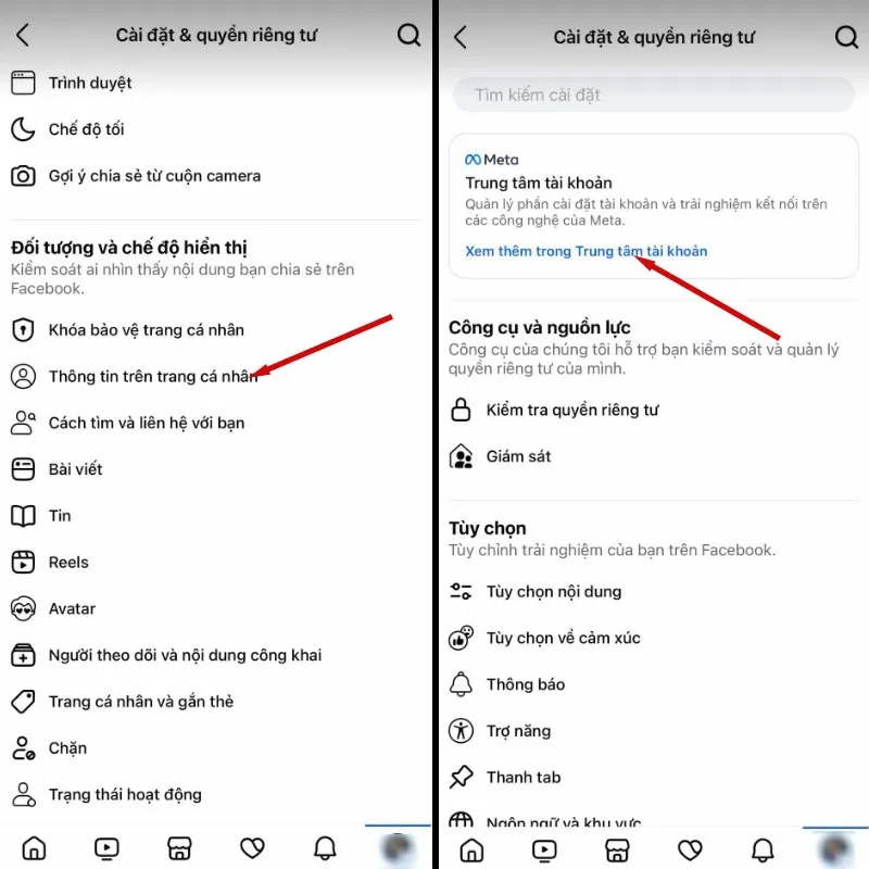 Bước 3: Chọn Xem thêm trong Trung tâm tài khoản để xác nhận danh tính